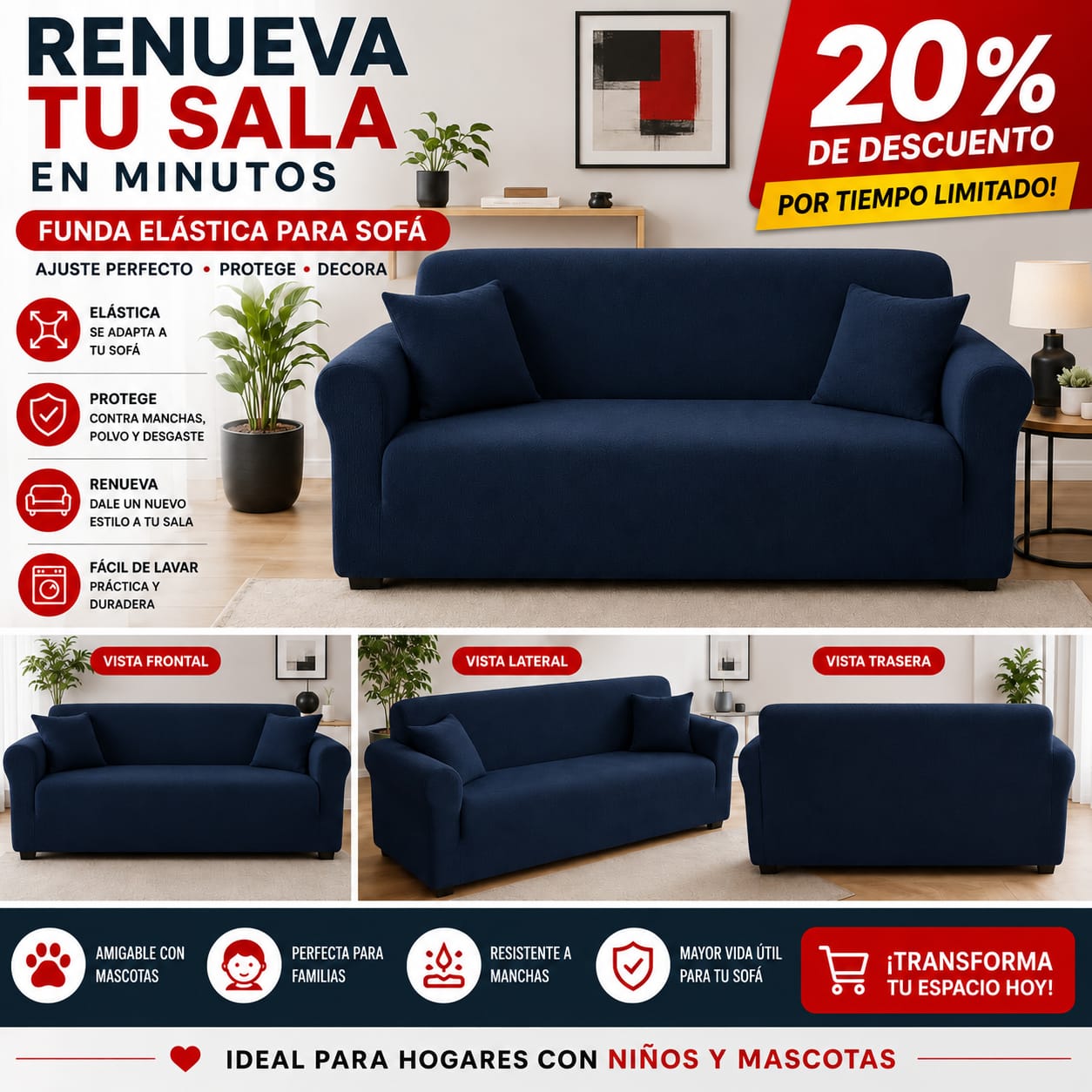 FUNDA PREMIUM AJUSTABLE PARA SOFA  20% DE DESCUENTO ⭐️⭐️⭐️⭐️⭐️