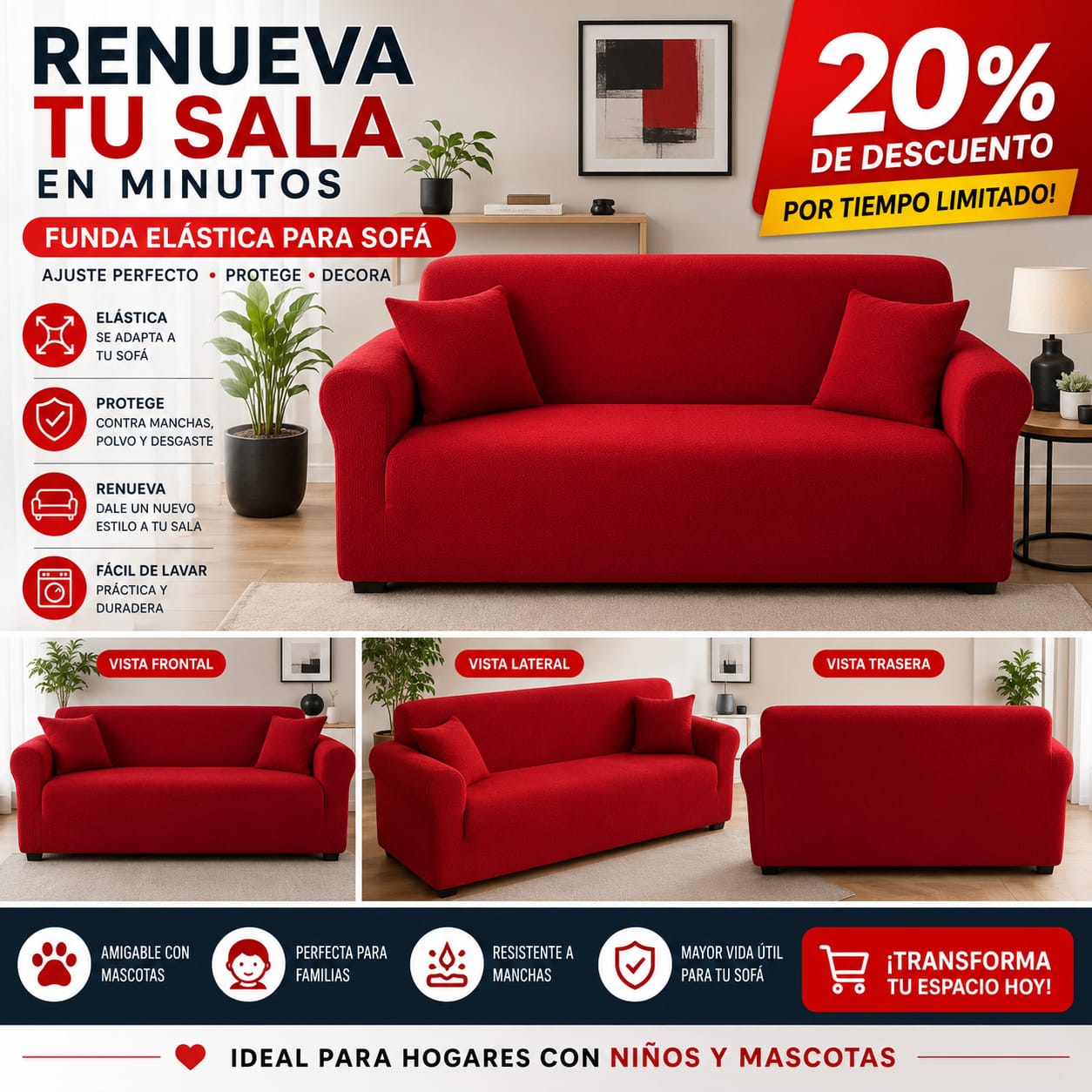 FUNDA PREMIUM AJUSTABLE PARA SOFA  20% DE DESCUENTO ⭐️⭐️⭐️⭐️⭐️