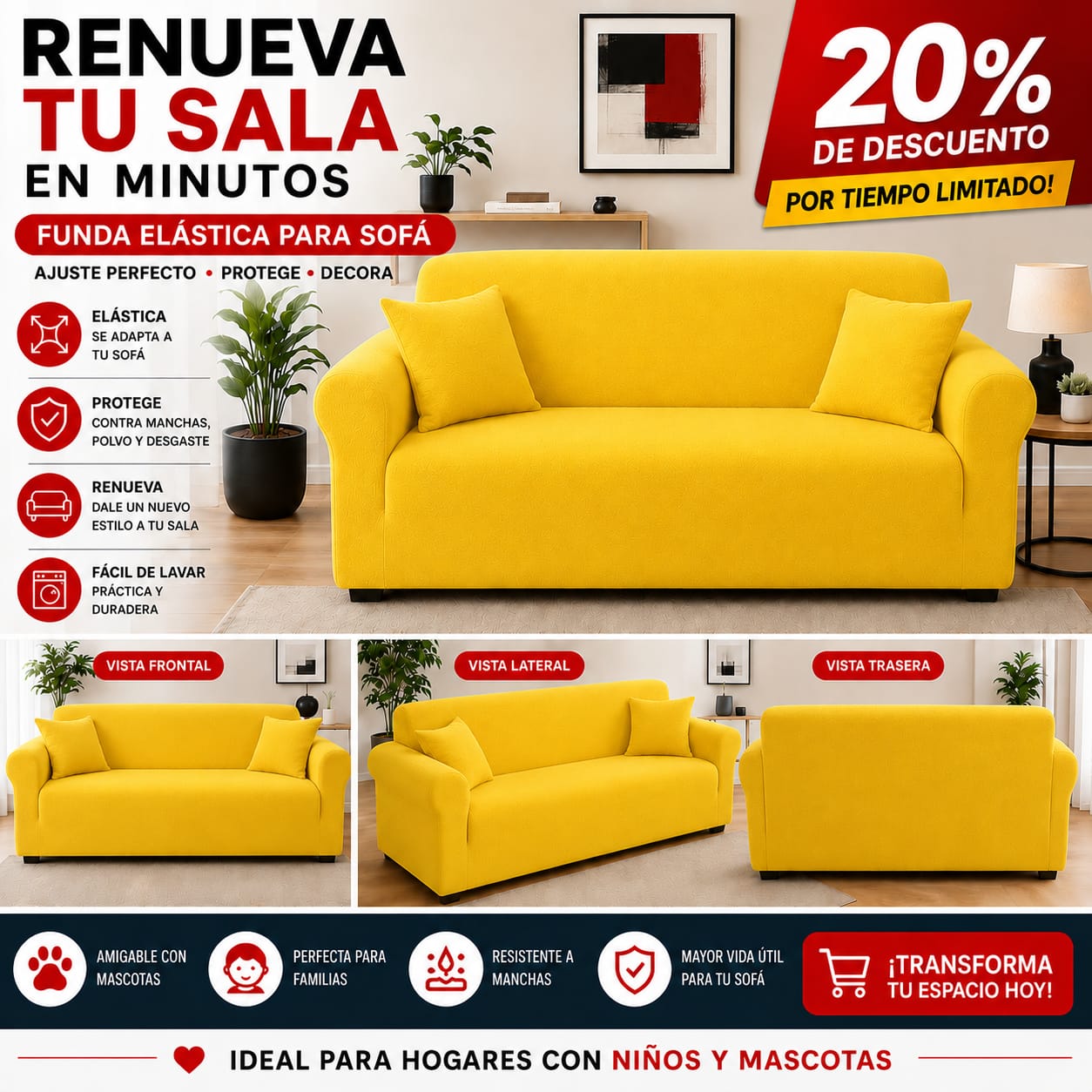FUNDA PREMIUM AJUSTABLE PARA SOFA  20% DE DESCUENTO ⭐️⭐️⭐️⭐️⭐️
