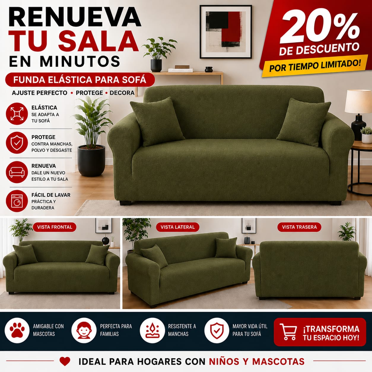 FUNDA PREMIUM AJUSTABLE PARA SOFA  20% DE DESCUENTO ⭐️⭐️⭐️⭐️⭐️
