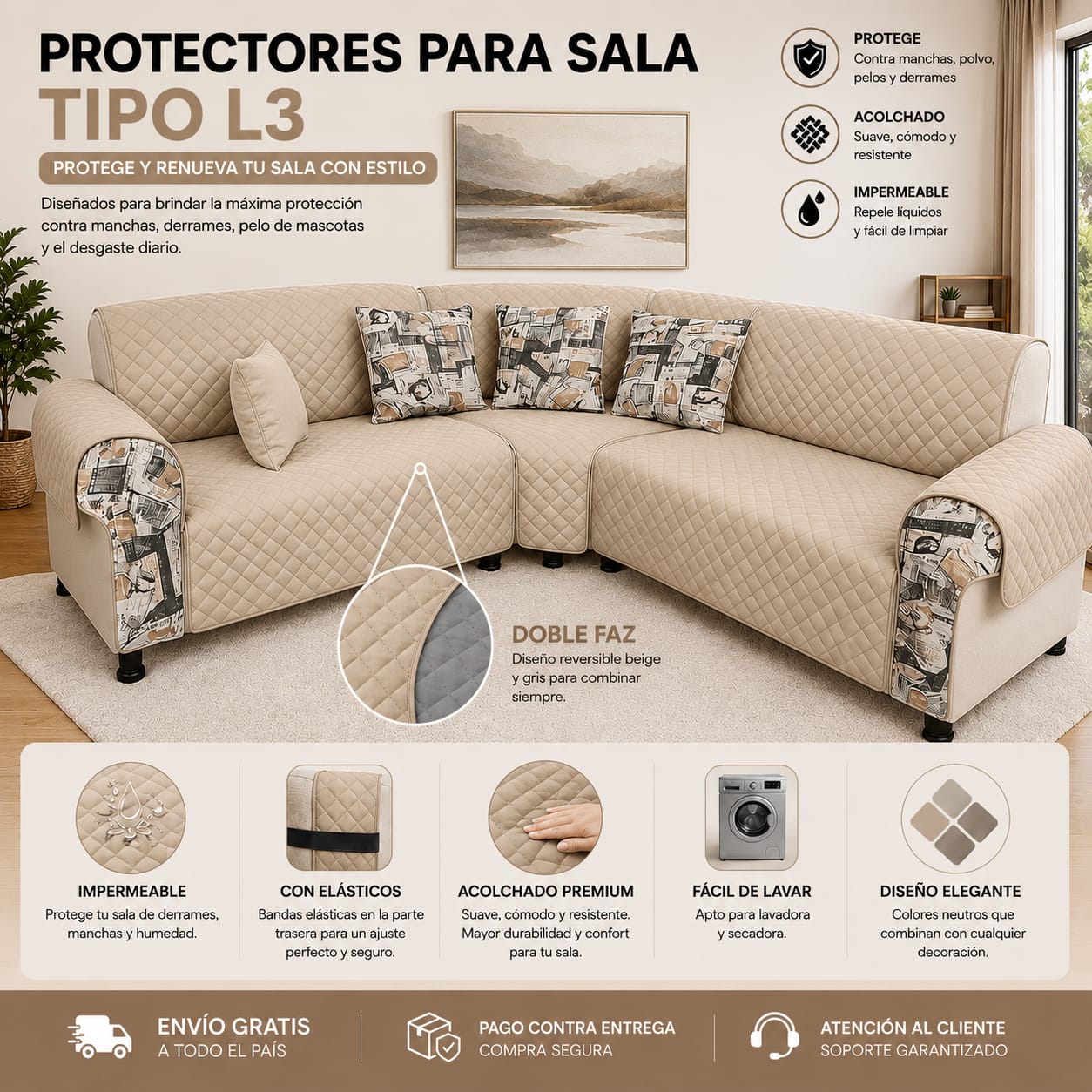 Protectores PREMIUM acolchados  para sofás  ⭐️⭐️⭐️⭐️⭐5/5