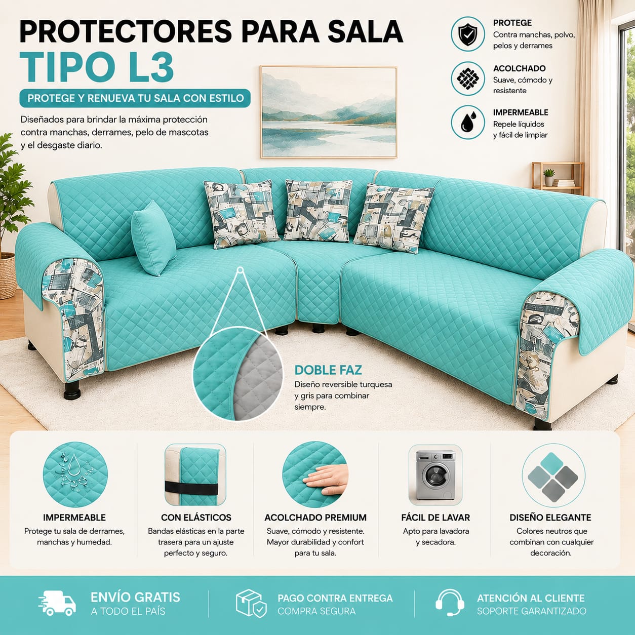 Protectores PREMIUM acolchados  para sofás  ⭐️⭐️⭐️⭐️⭐5/5
