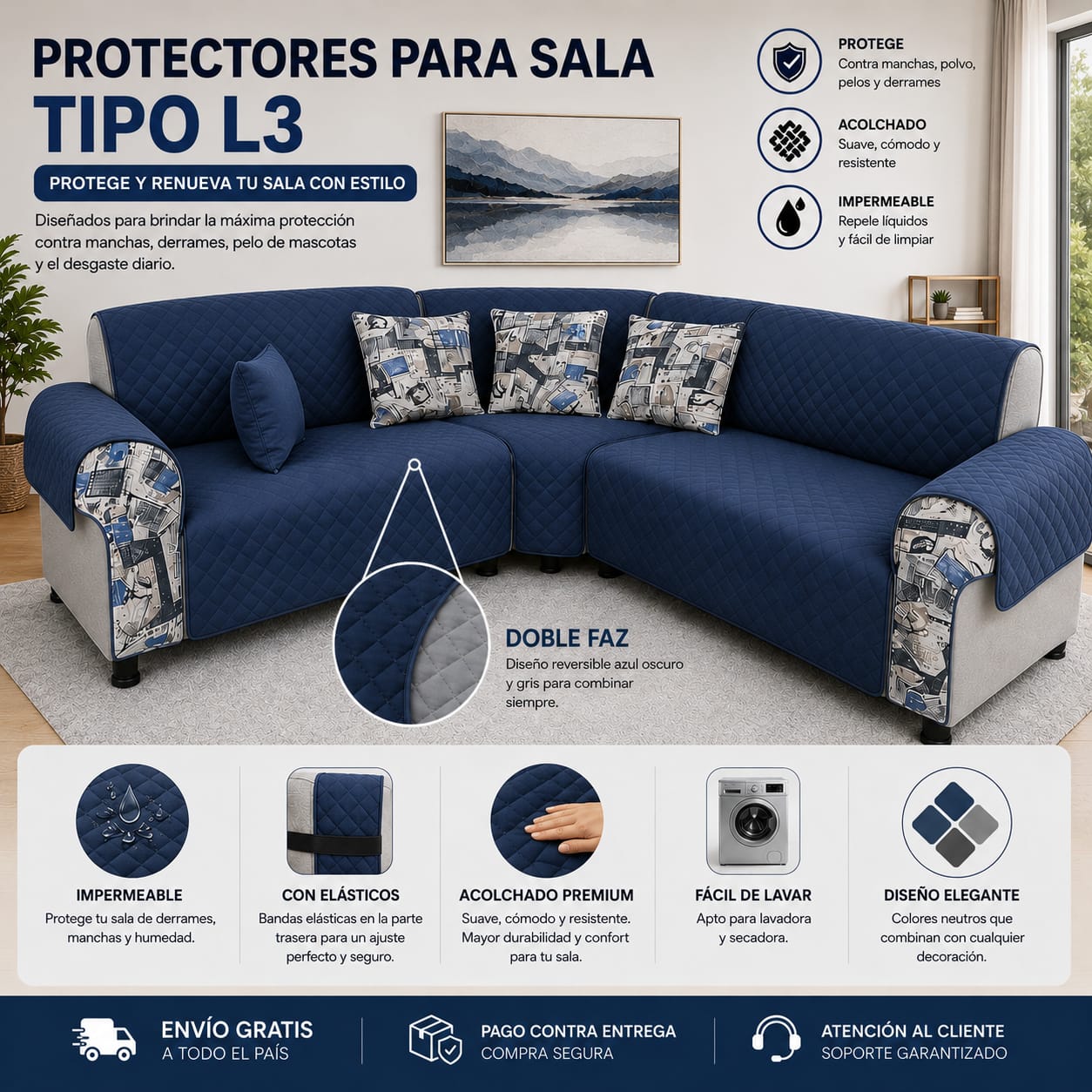 Protectores PREMIUM acolchados  para sofás  ⭐️⭐️⭐️⭐️⭐5/5
