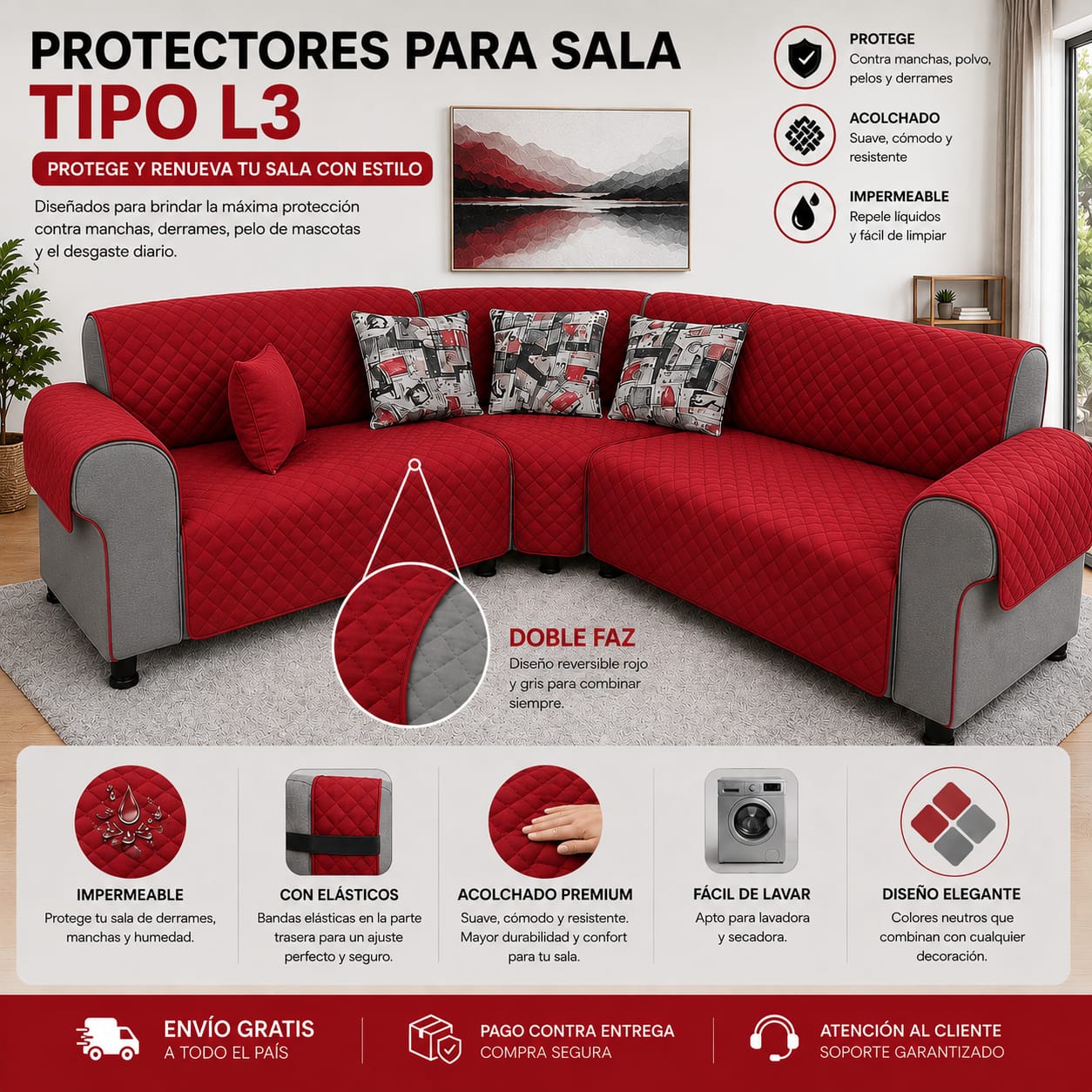 Protectores PREMIUM acolchados  para sofás  ⭐️⭐️⭐️⭐️⭐5/5