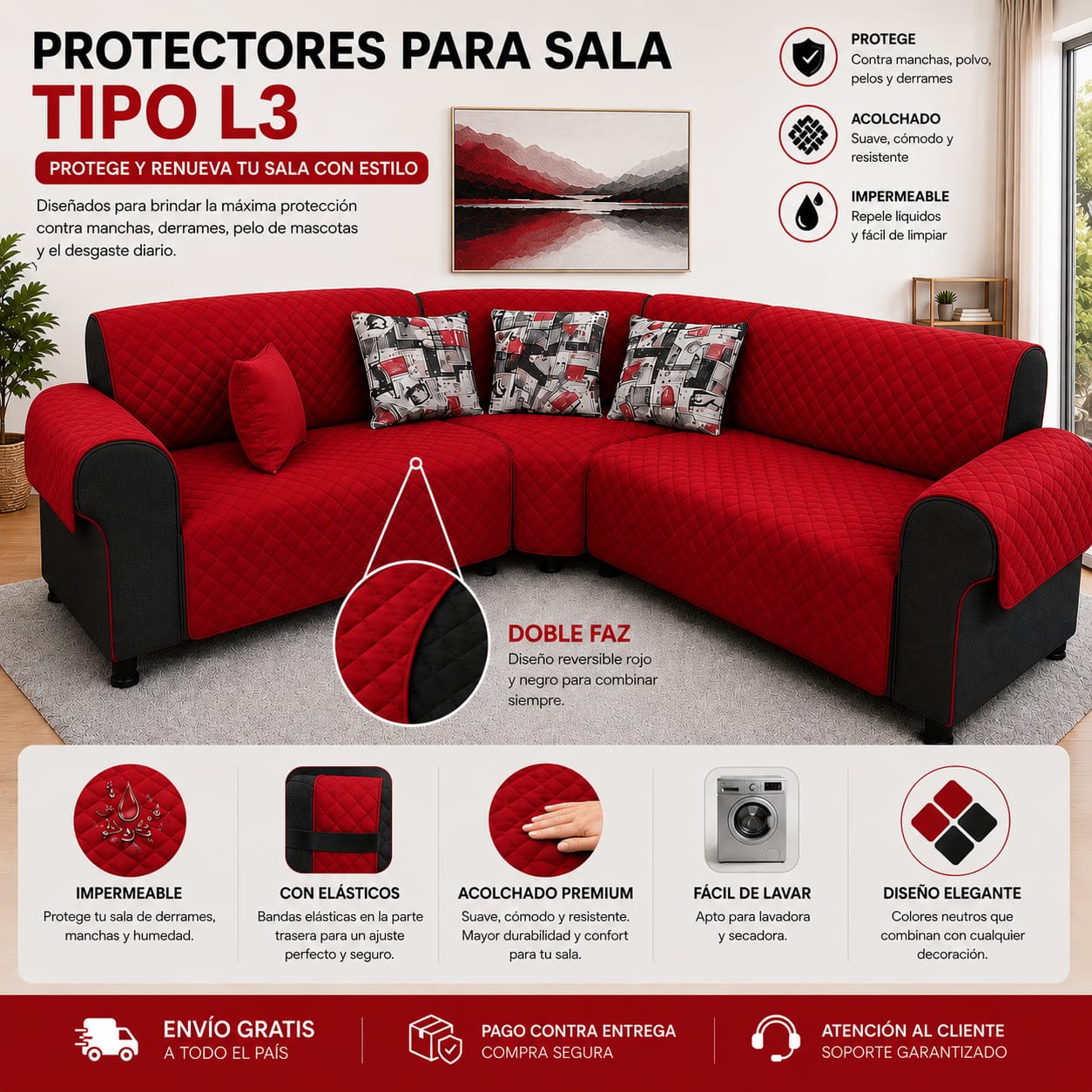 Protectores PREMIUM acolchados  para sofás  ⭐️⭐️⭐️⭐️⭐5/5