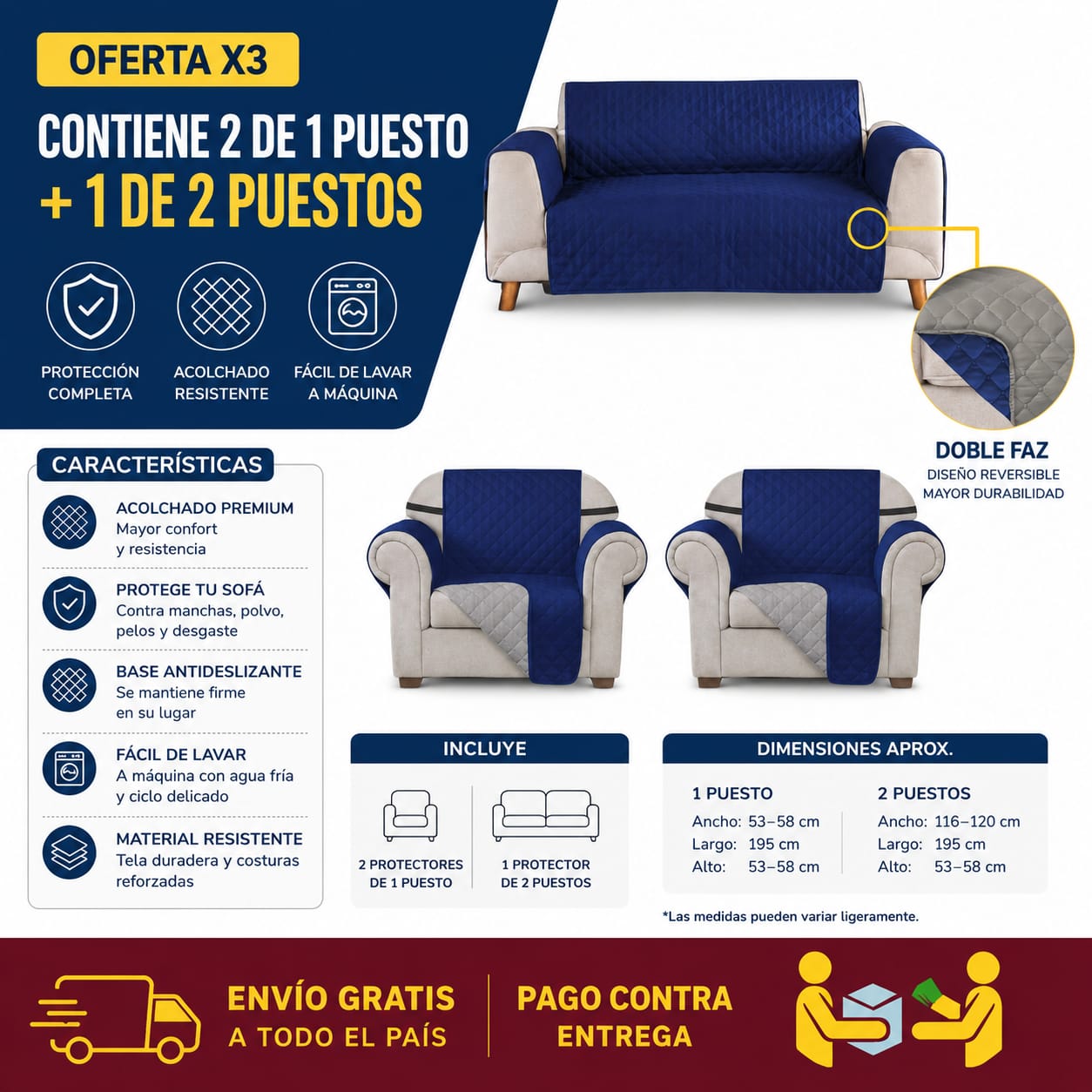 Protectores PREMIUM acolchados  para sofás  ⭐️⭐️⭐️⭐️⭐5/5
