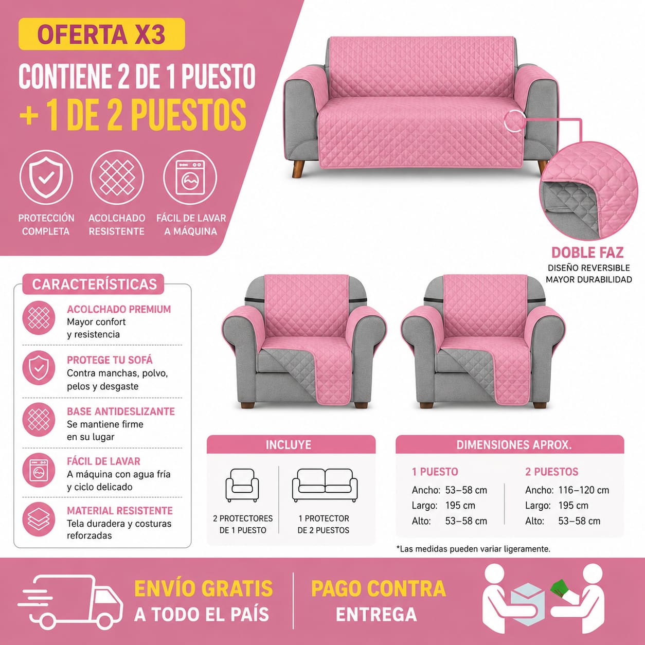 Protectores PREMIUM acolchados  para sofás  ⭐️⭐️⭐️⭐️⭐5/5