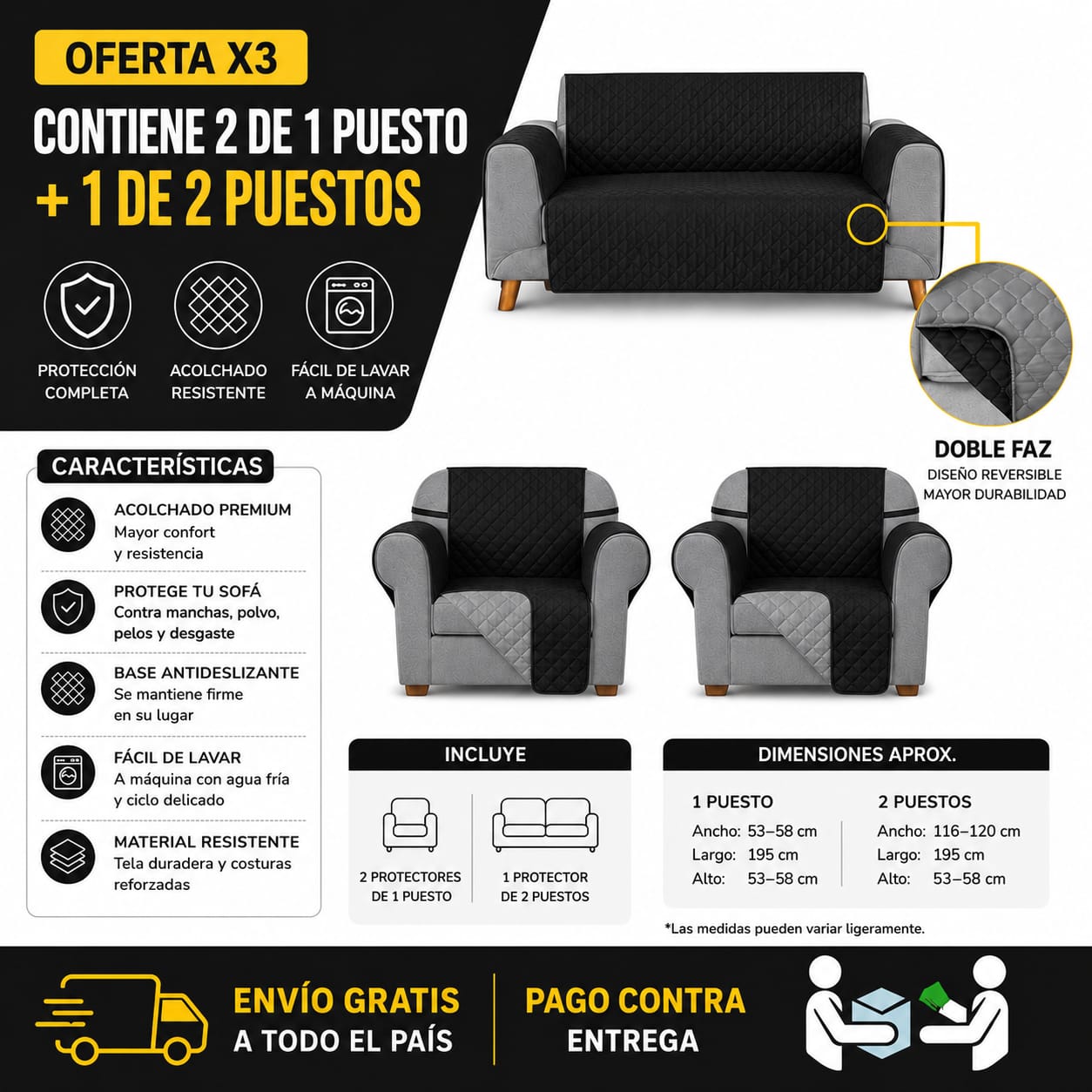 Protectores PREMIUM acolchados  para sofás  ⭐️⭐️⭐️⭐️⭐5/5