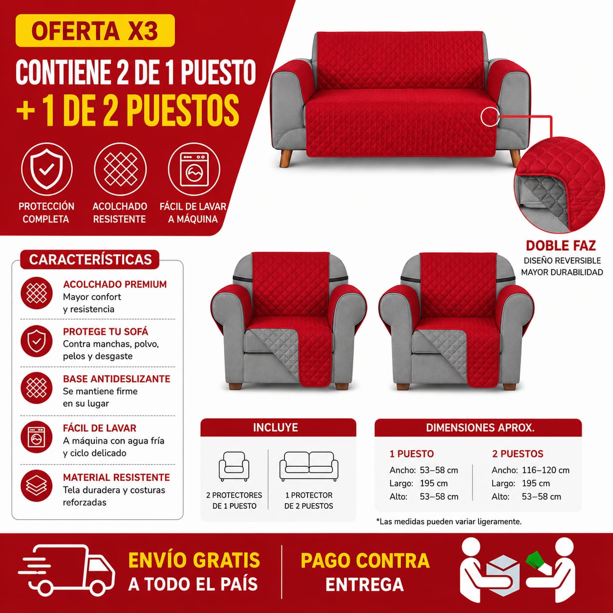 Protectores PREMIUM acolchados  para sofás  ⭐️⭐️⭐️⭐️⭐5/5