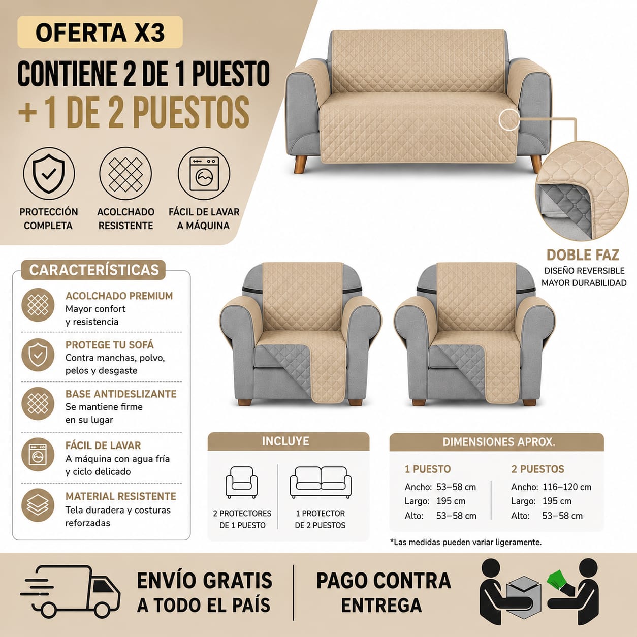 Protectores PREMIUM acolchados  para sofás  ⭐️⭐️⭐️⭐️⭐5/5
