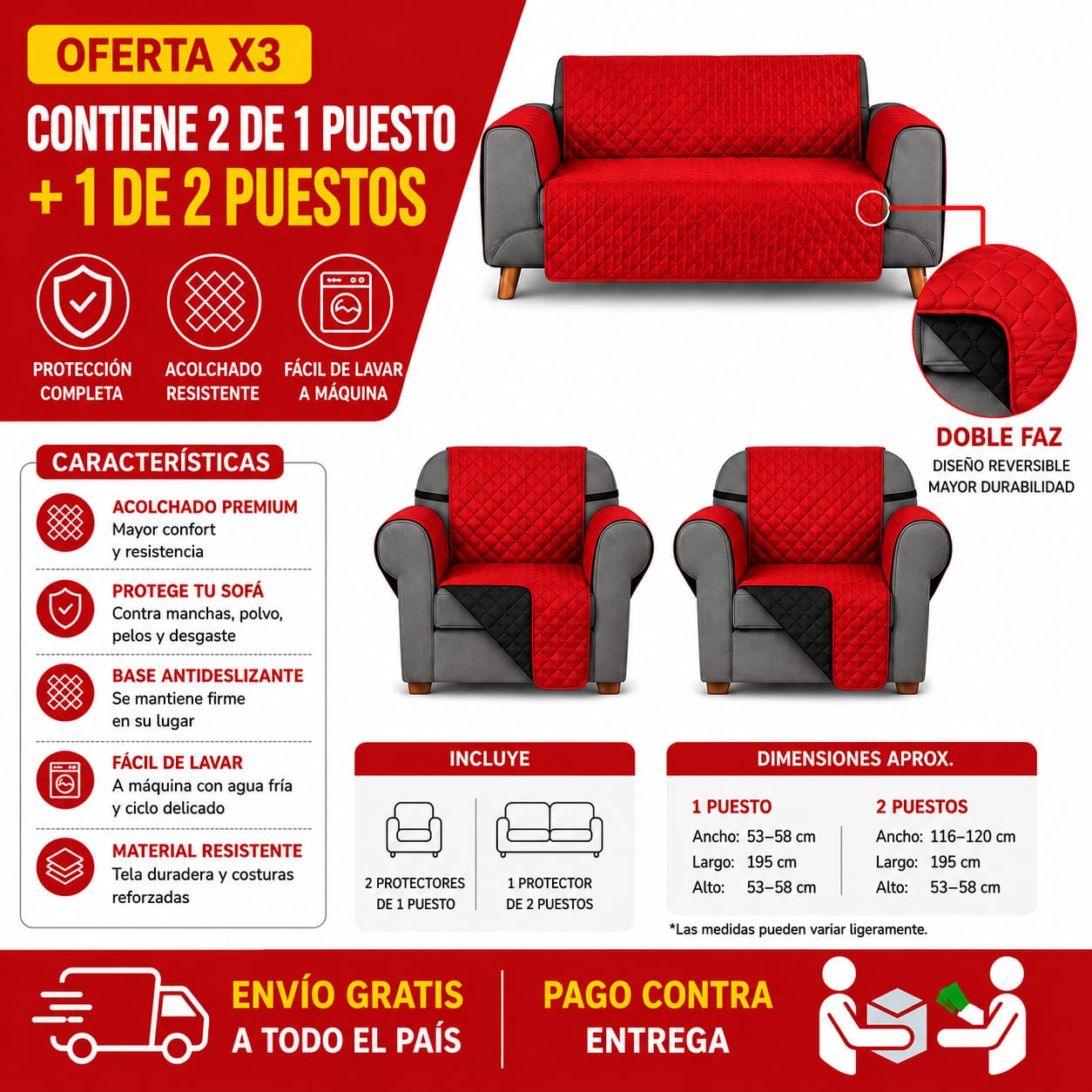 Protectores PREMIUM acolchados  para sofás  ⭐️⭐️⭐️⭐️⭐5/5