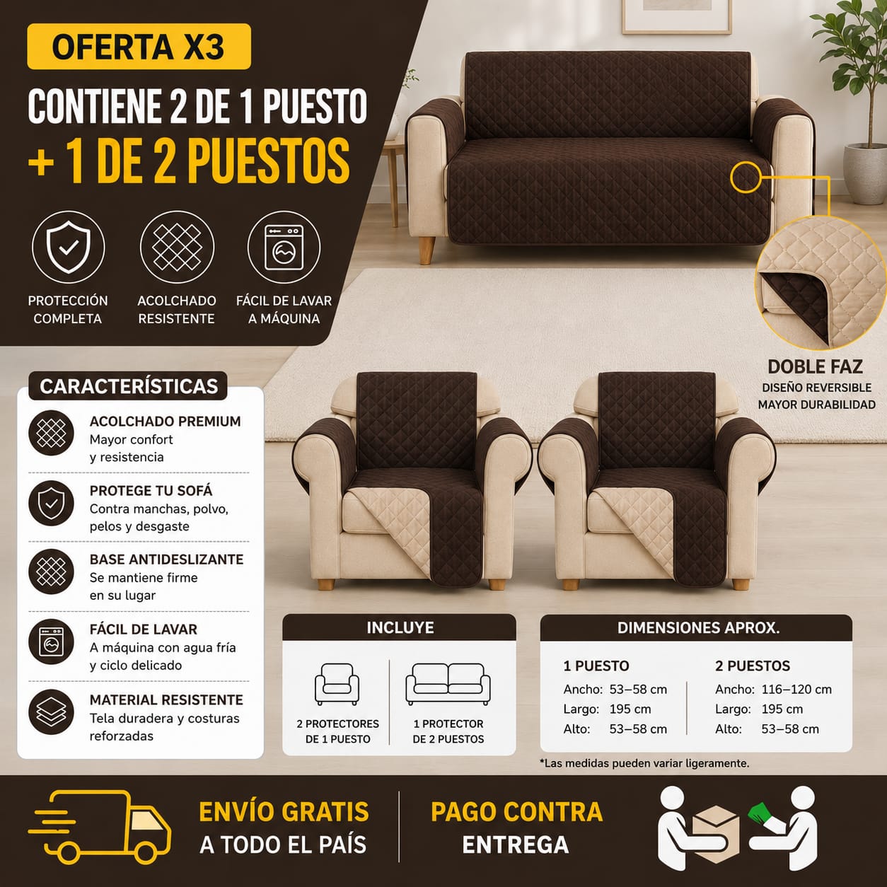 Protectores PREMIUM acolchados  para sofás  ⭐️⭐️⭐️⭐️⭐5/5
