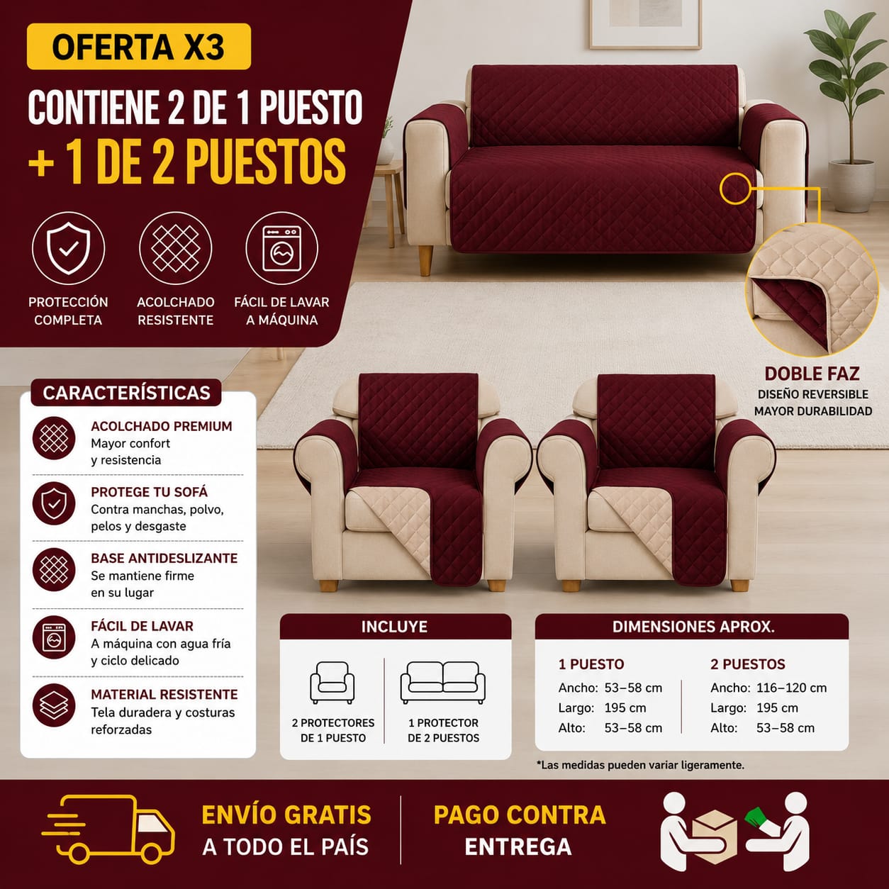 Protectores PREMIUM acolchados  para sofás  ⭐️⭐️⭐️⭐️⭐5/5