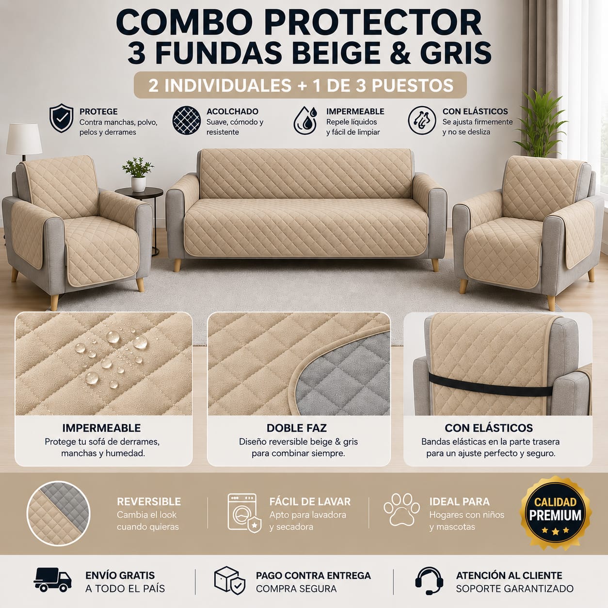Protectores PREMIUM acolchados  para sofás  ⭐️⭐️⭐️⭐️⭐5/5