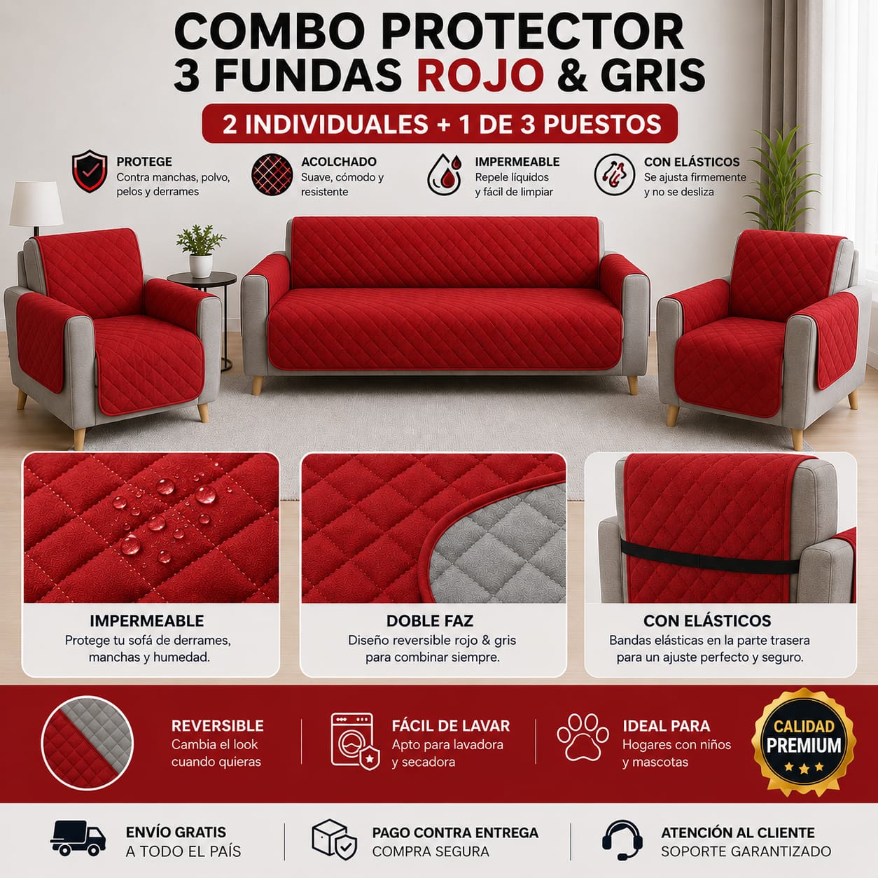 Protectores PREMIUM acolchados  para sofás  ⭐️⭐️⭐️⭐️⭐5/5