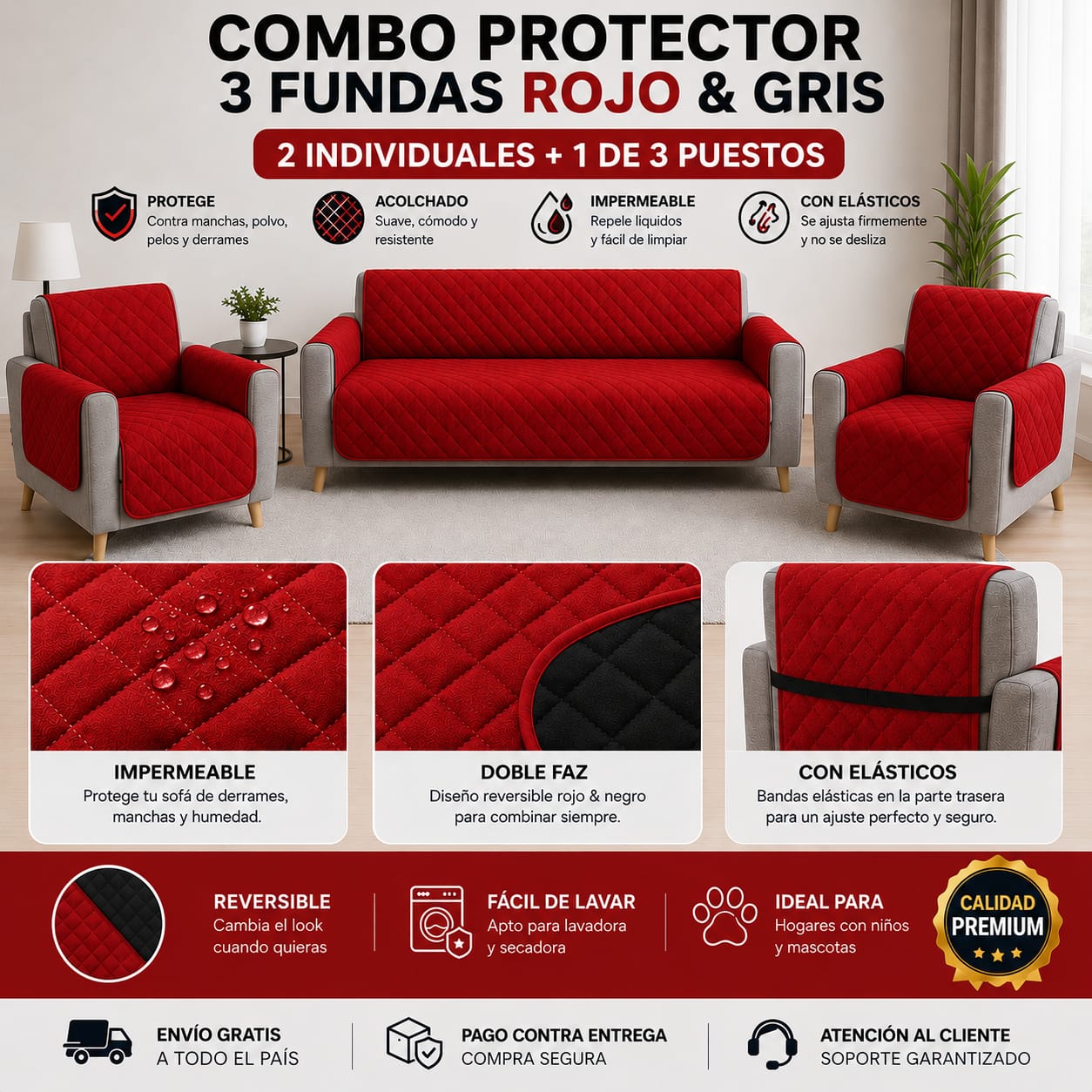 Protectores PREMIUM acolchados  para sofás  ⭐️⭐️⭐️⭐️⭐5/5