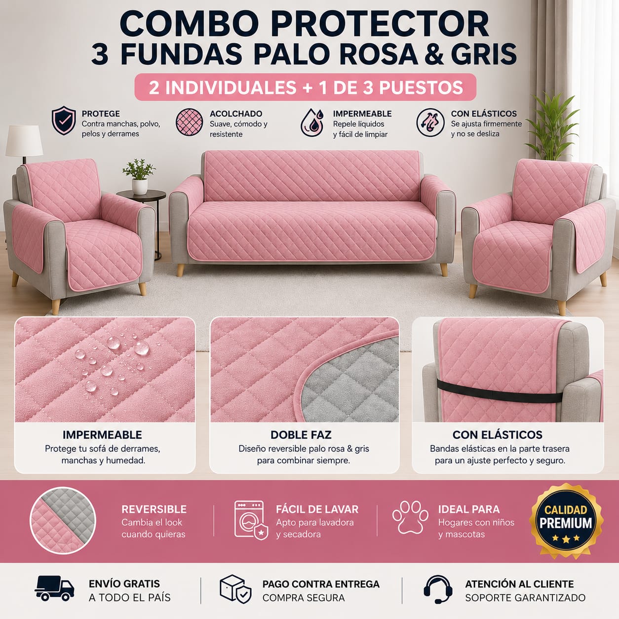 Protectores PREMIUM acolchados  para sofás  ⭐️⭐️⭐️⭐️⭐5/5