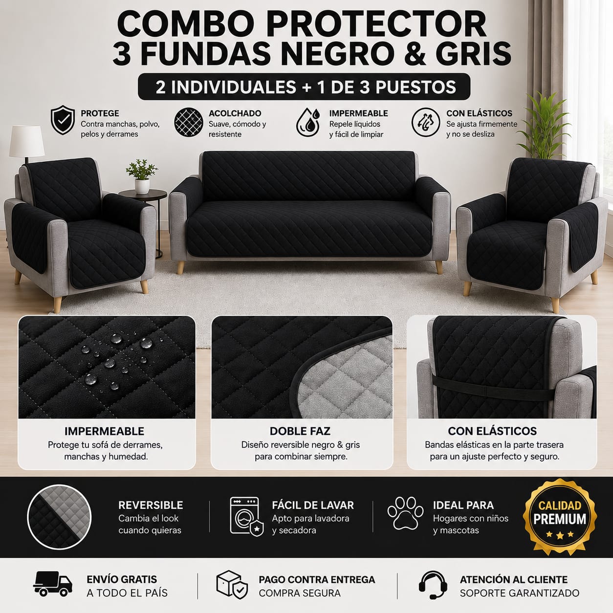 Protectores PREMIUM acolchados  para sofás  ⭐️⭐️⭐️⭐️⭐5/5