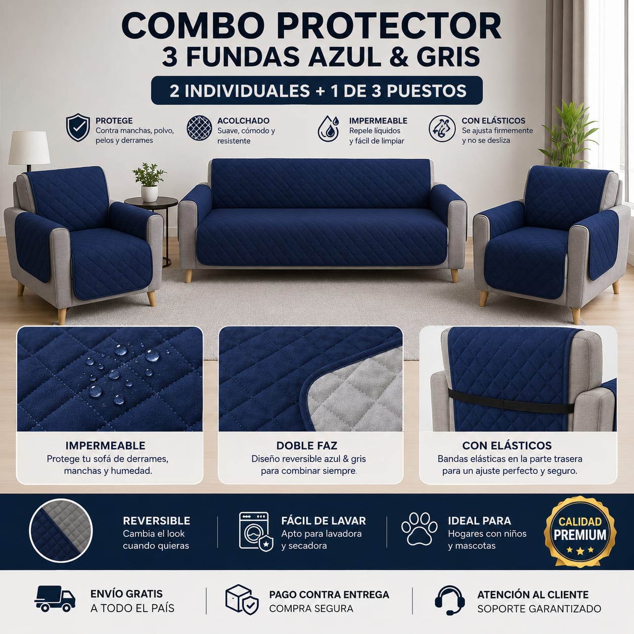 Protectores PREMIUM acolchados  para sofás  ⭐️⭐️⭐️⭐️⭐5/5