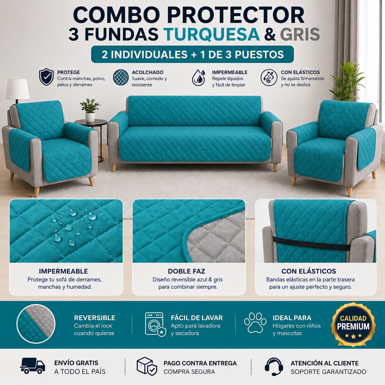 Protectores PREMIUM acolchados  para sofás  ⭐️⭐️⭐️⭐️⭐5/5
