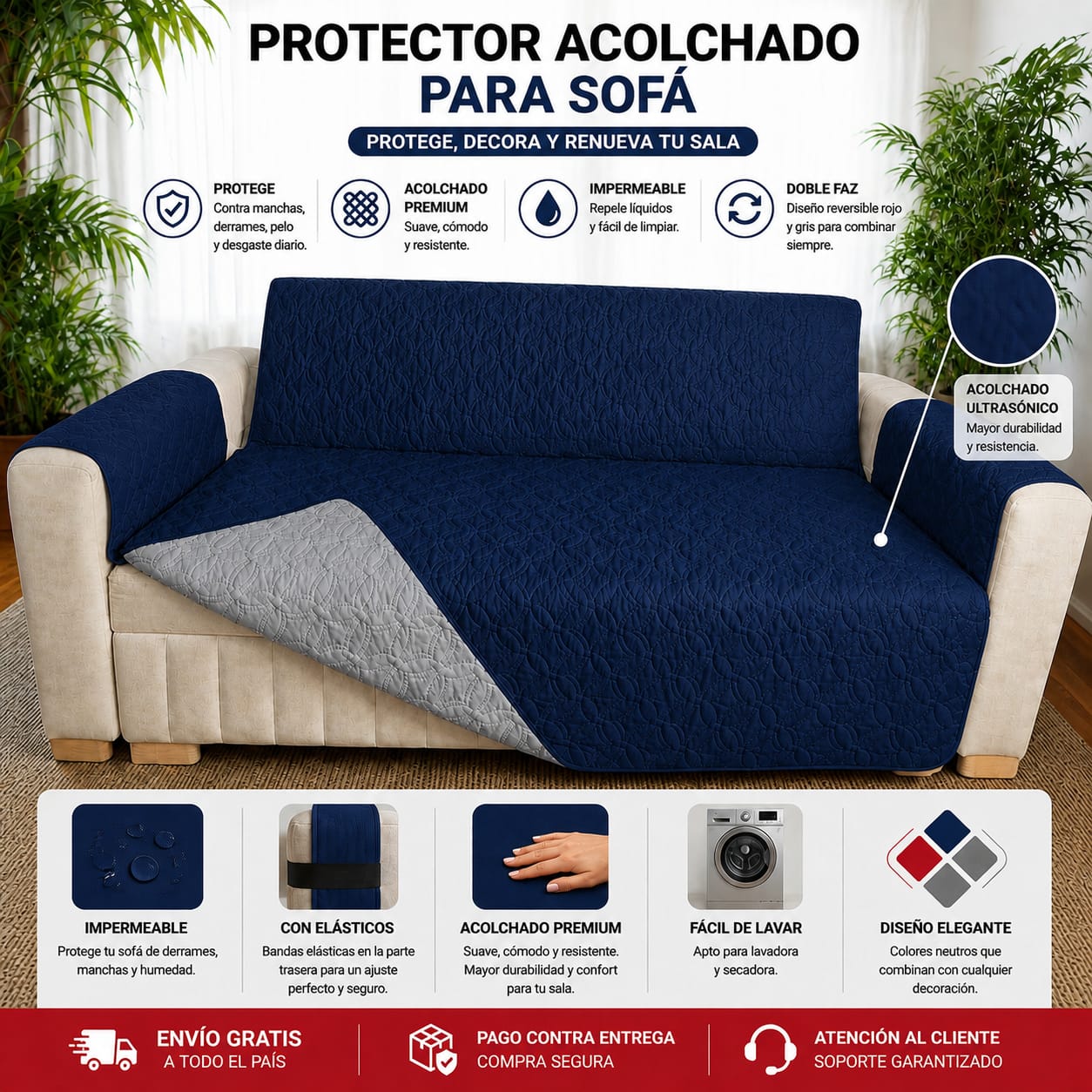 Protectores PREMIUM acolchados  para sofás  ⭐️⭐️⭐️⭐️⭐5/5