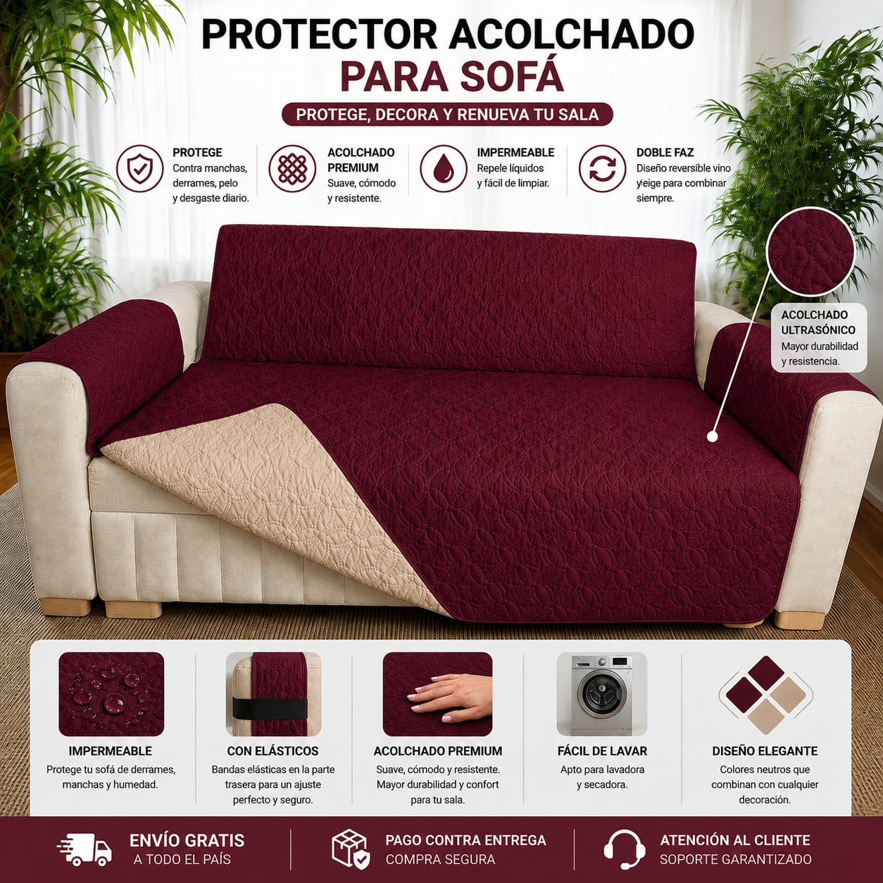Protectores PREMIUM acolchados  para sofás  ⭐️⭐️⭐️⭐️⭐5/5