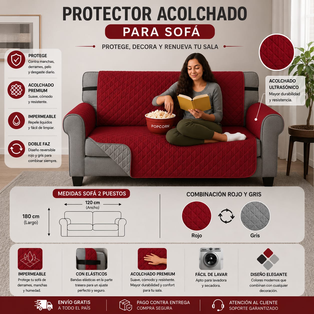 Cubre sofa 2 puestos 120cm x180cm..79.900 ⭐️⭐️⭐️⭐️⭐️5/5