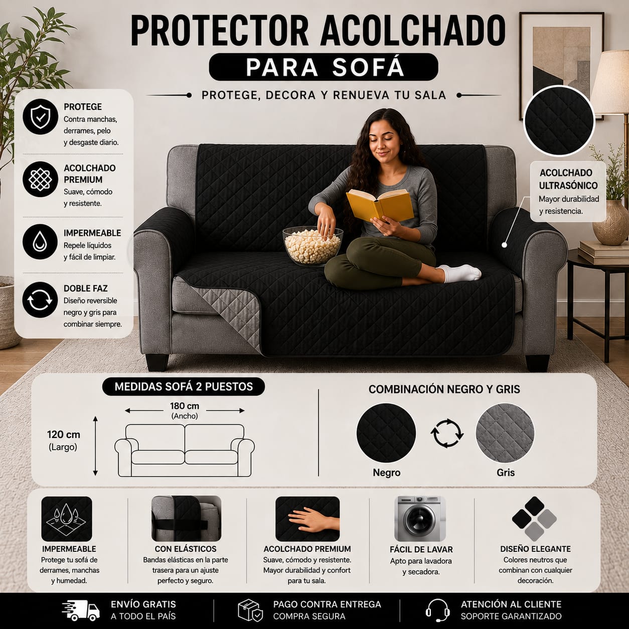 Cubre sofa 2 puestos 120cm x180cm..79.900 ⭐️⭐️⭐️⭐️⭐️5/5