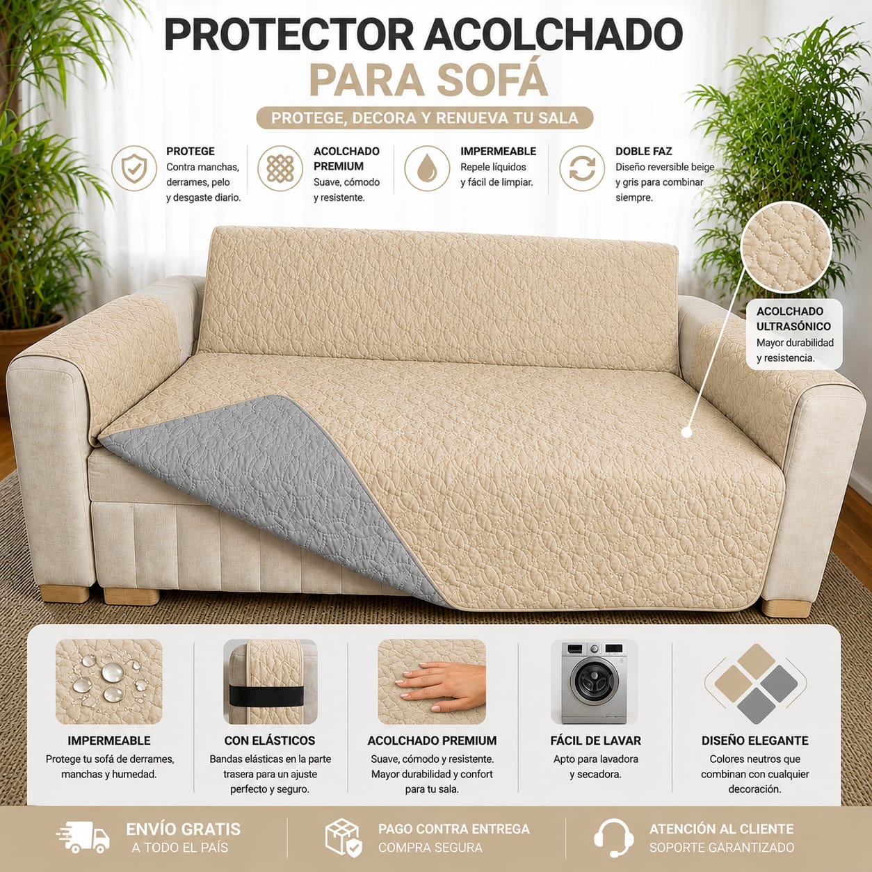 Protectores PREMIUM acolchados  para sofás  ⭐️⭐️⭐️⭐️⭐5/5