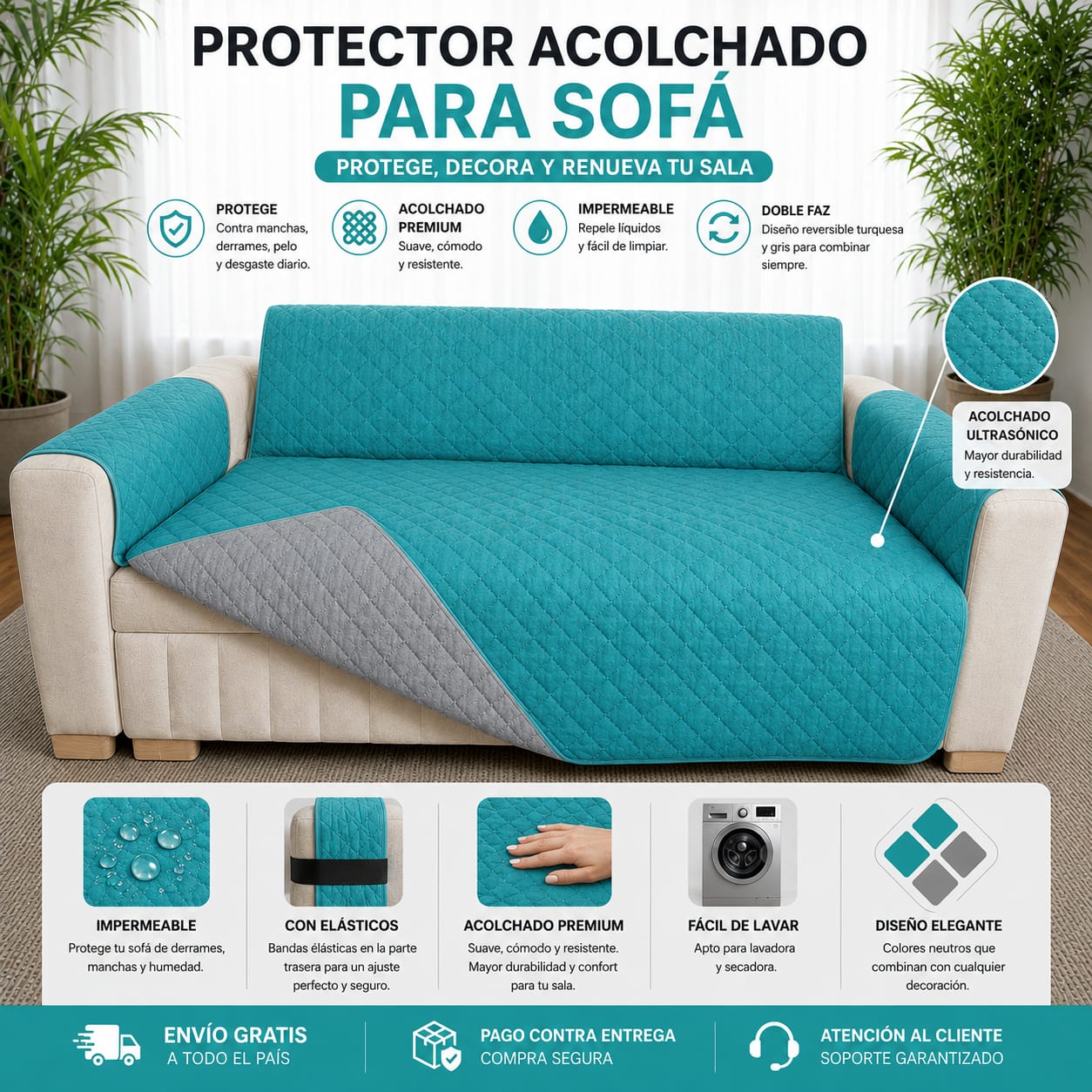 Protectores PREMIUM acolchados  para sofás  ⭐️⭐️⭐️⭐️⭐5/5