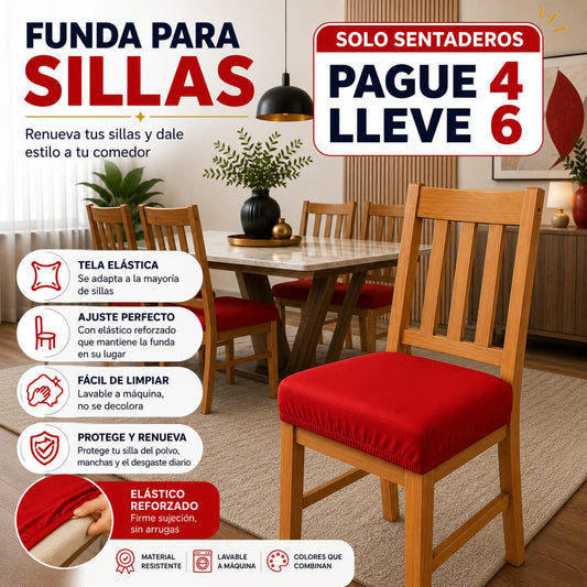 FUNDA AJUSTABLE PARA SILLAS DE COMEDOR SIN ESPALDAR⭐️⭐️⭐️⭐️⭐️5/5
