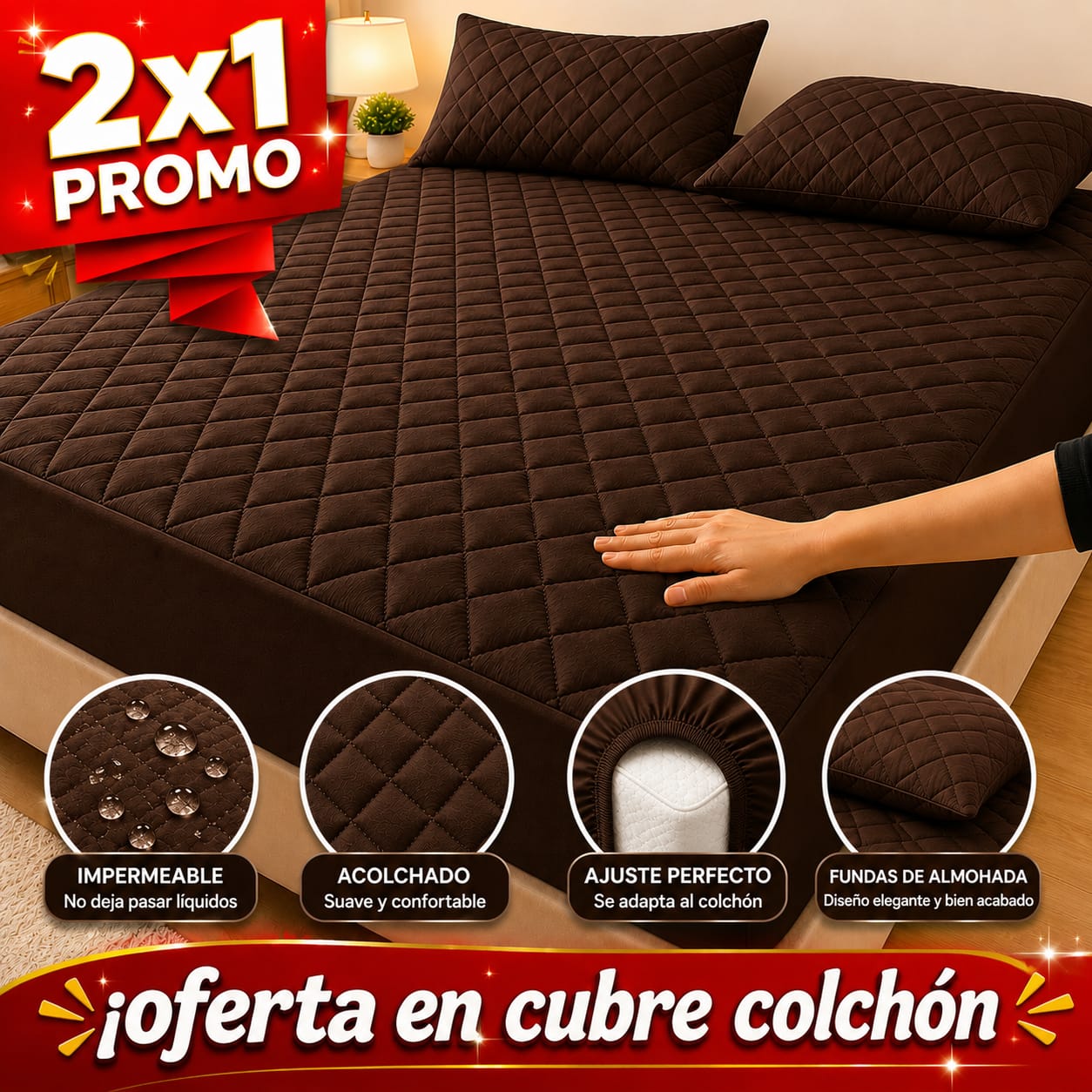 CUBRE COLCHON ACOLCHADO PAGUE 1 LLEVE 2+ 4 fundas de almohada.