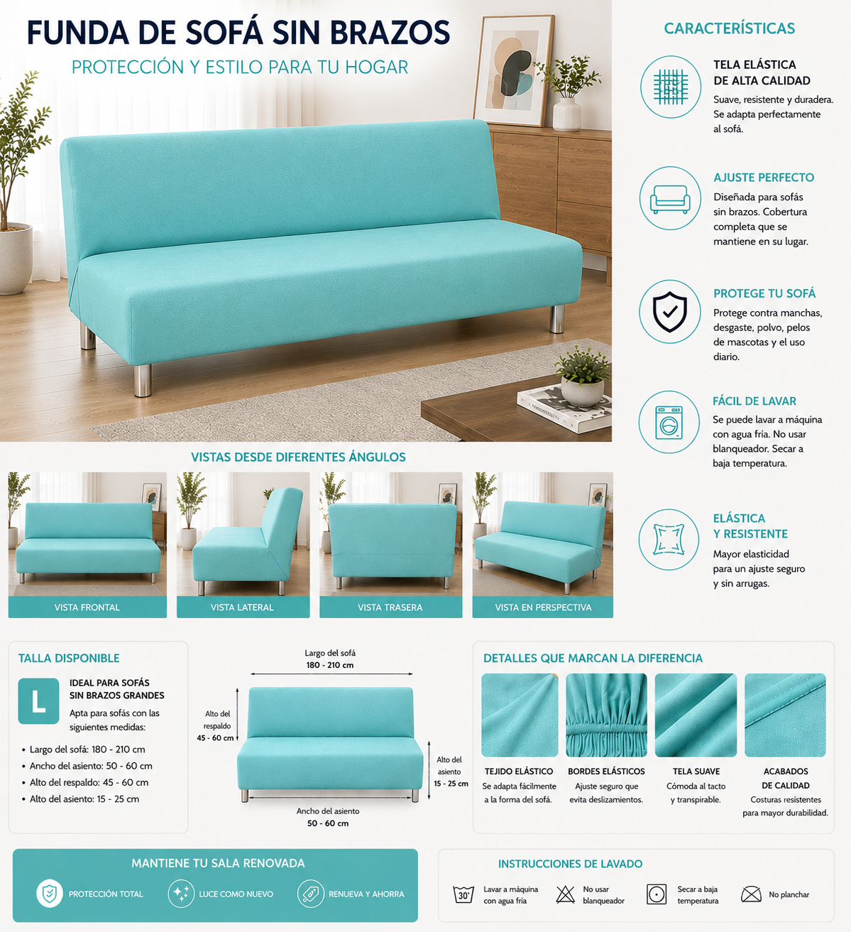 FUNDA PREMIUM  PARA SOFA CAMA 5/5 ⭐️⭐️⭐️⭐️⭐️