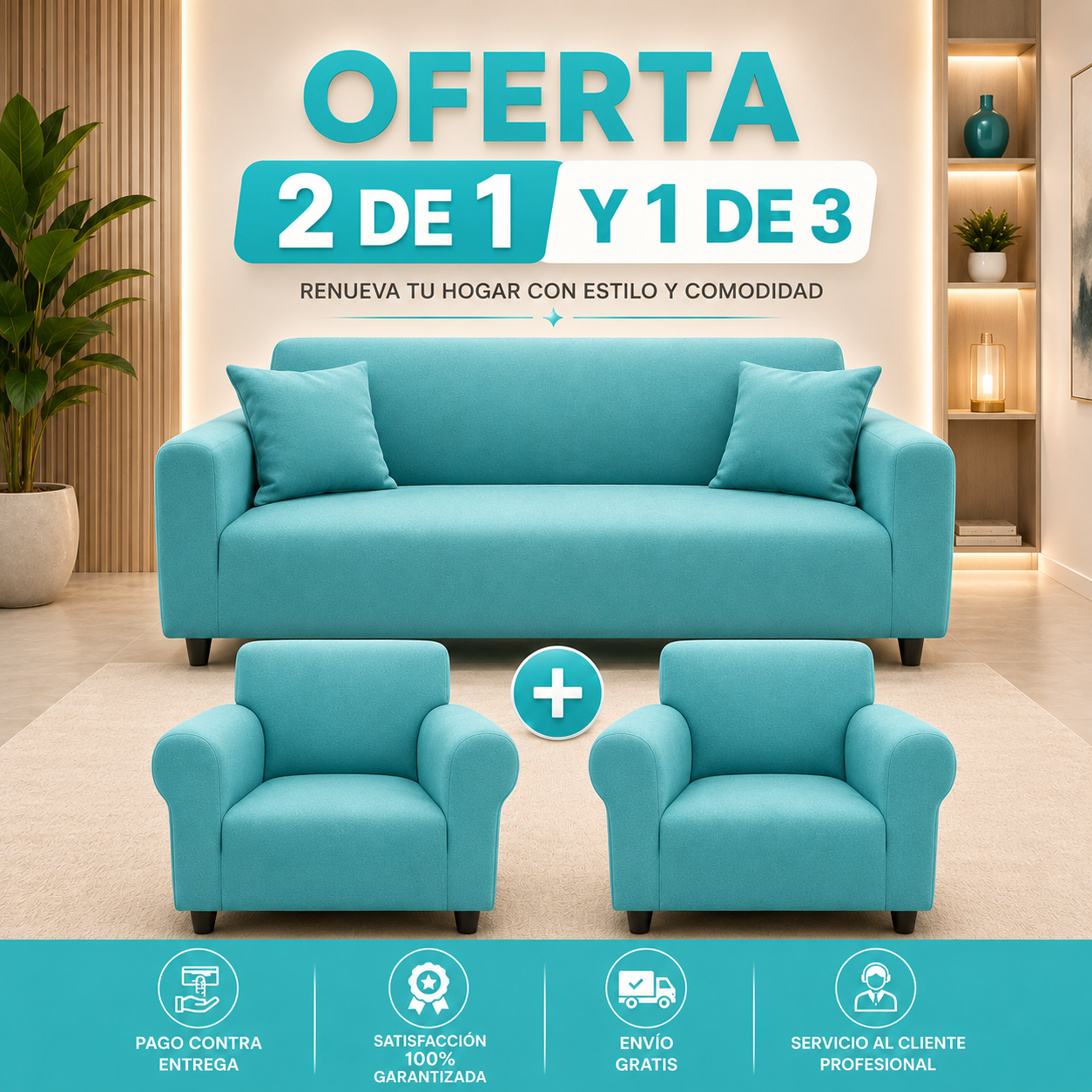 OFERTA X3UND 2 UNIDADES DE 1 PUESTO Y 1 UNIDAD DE 3 PUESTOS