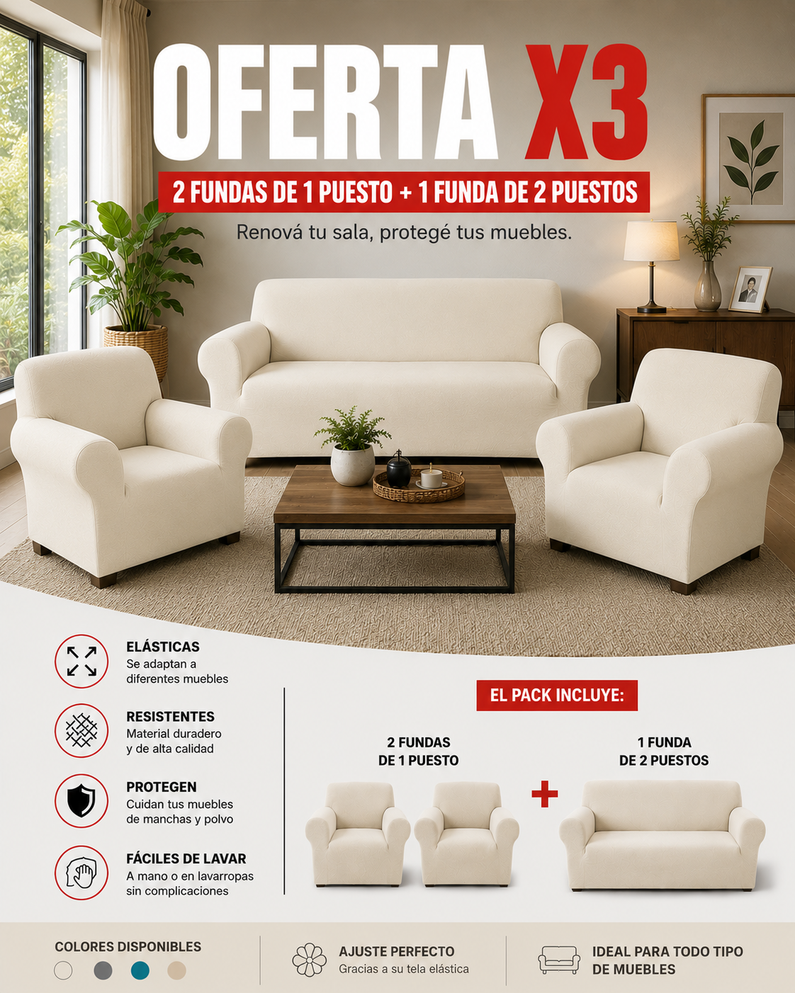 OFERTA X 3 ( 2UND DE 1 PUESTO Y 1 UND DE 2 PUESTOS)