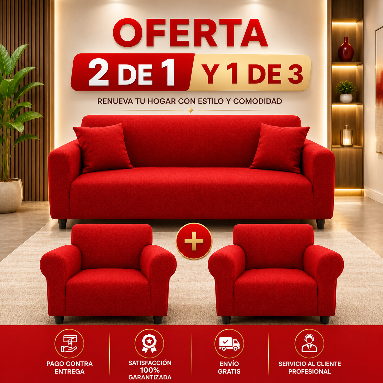 OFERTA X3UND 2 UNIDADES DE 1 PUESTO Y 1 UNIDAD DE 3 PUESTOS